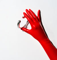 Silver Kiss Bangle Translucent Red Enamel