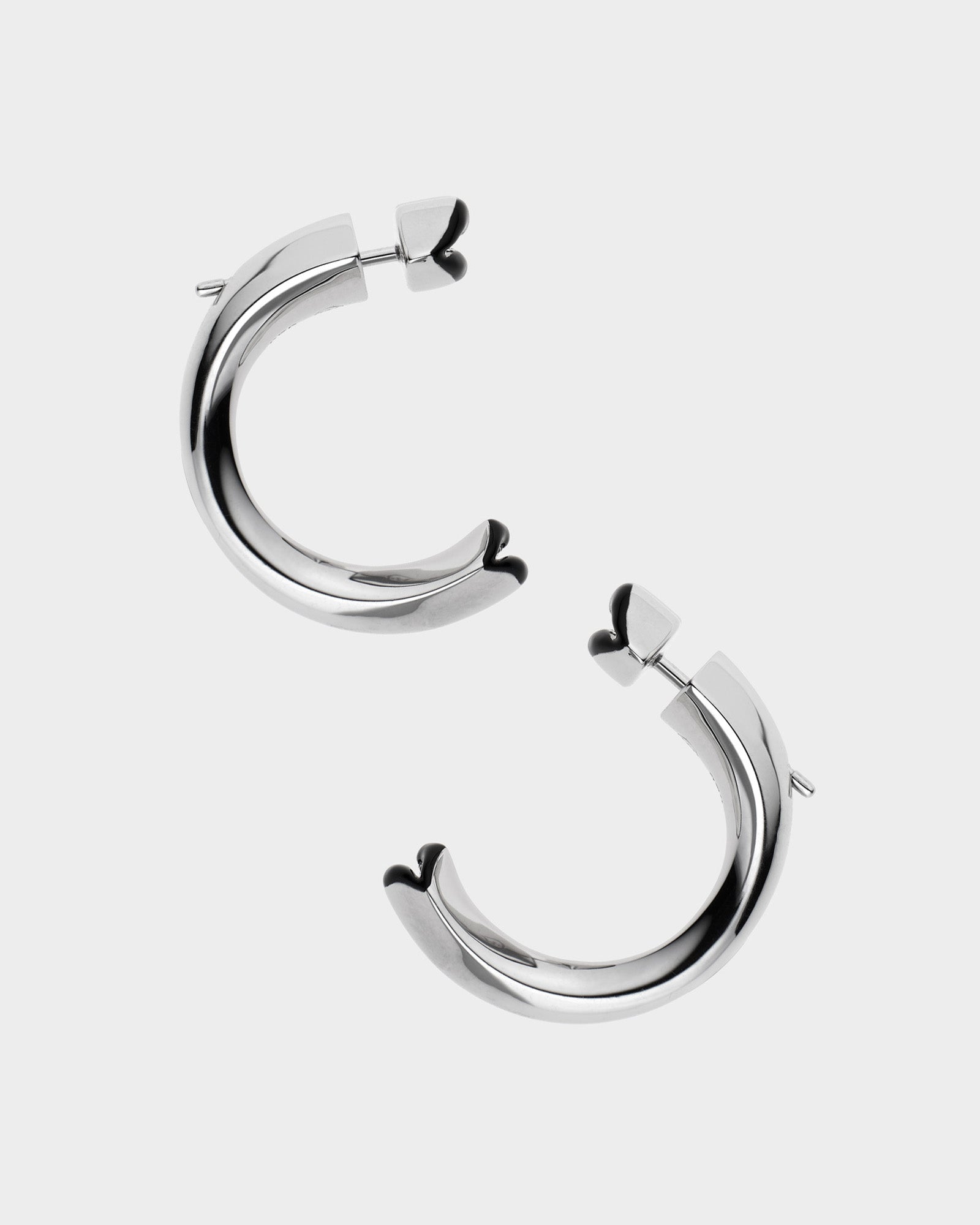 Silver Opaque Black Kiss Hoop Earrings