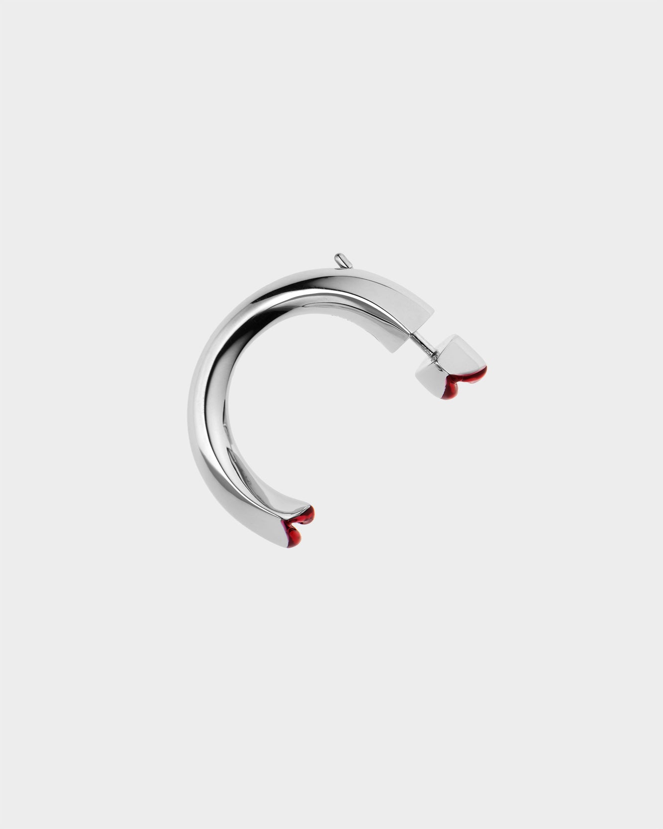 Silver Translucent Red Asymmetrical Kiss Earrings