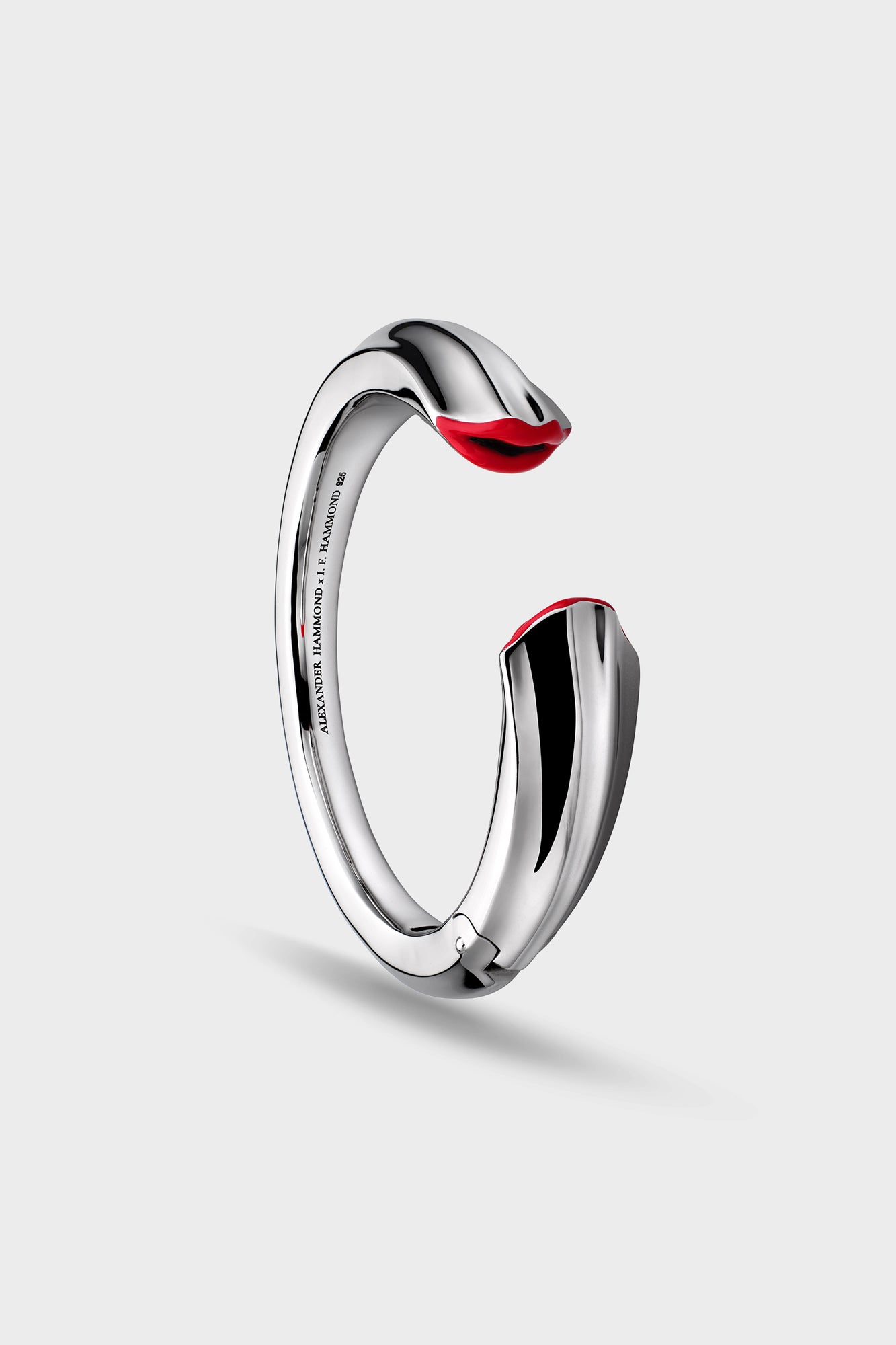 Silver Kiss Bangle Opaque Red Enamel