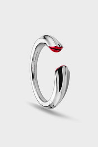 Silver Kiss Bangle Translucent Red Enamel