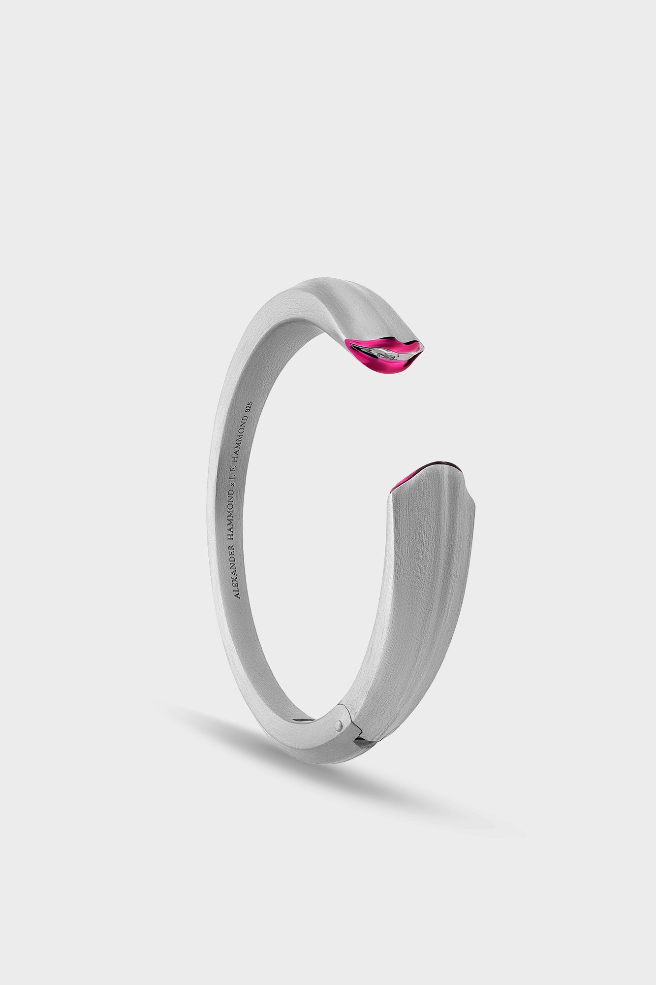 Silver Brushed Slender Kiss Bangle Cherry