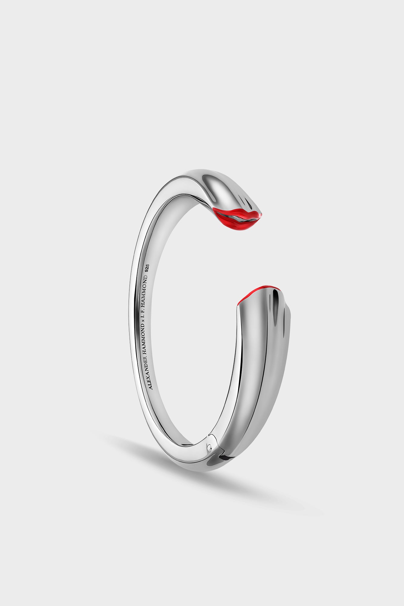 Silver Slender Kiss Bangle Opaque Red