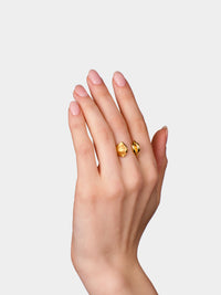 Brushed Gold Kiss Ring