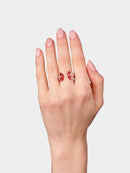 Silver Kiss Ring Translucent Red