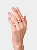 Silver Kiss Ring Opaque Red