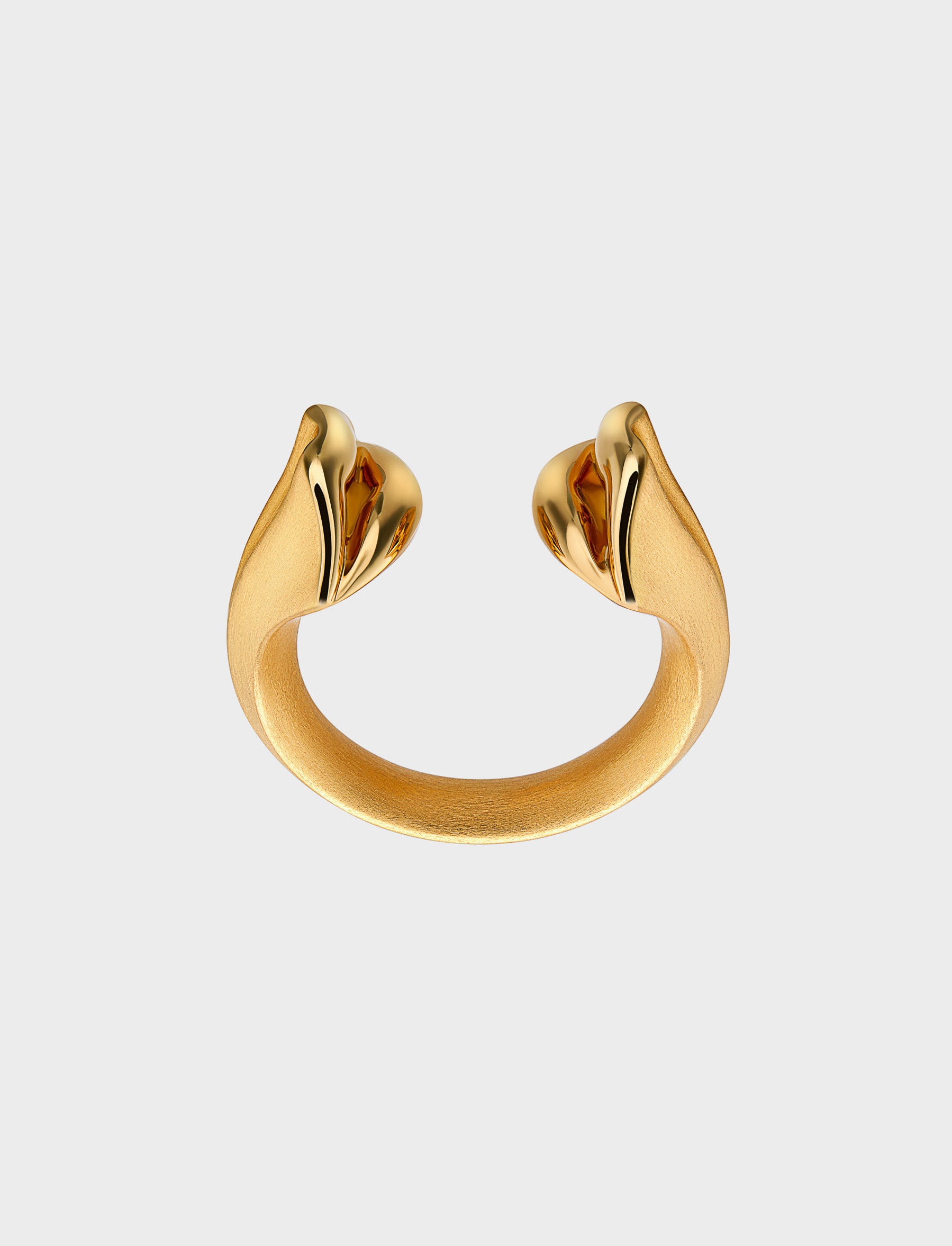 Brushed Gold Kiss Ring