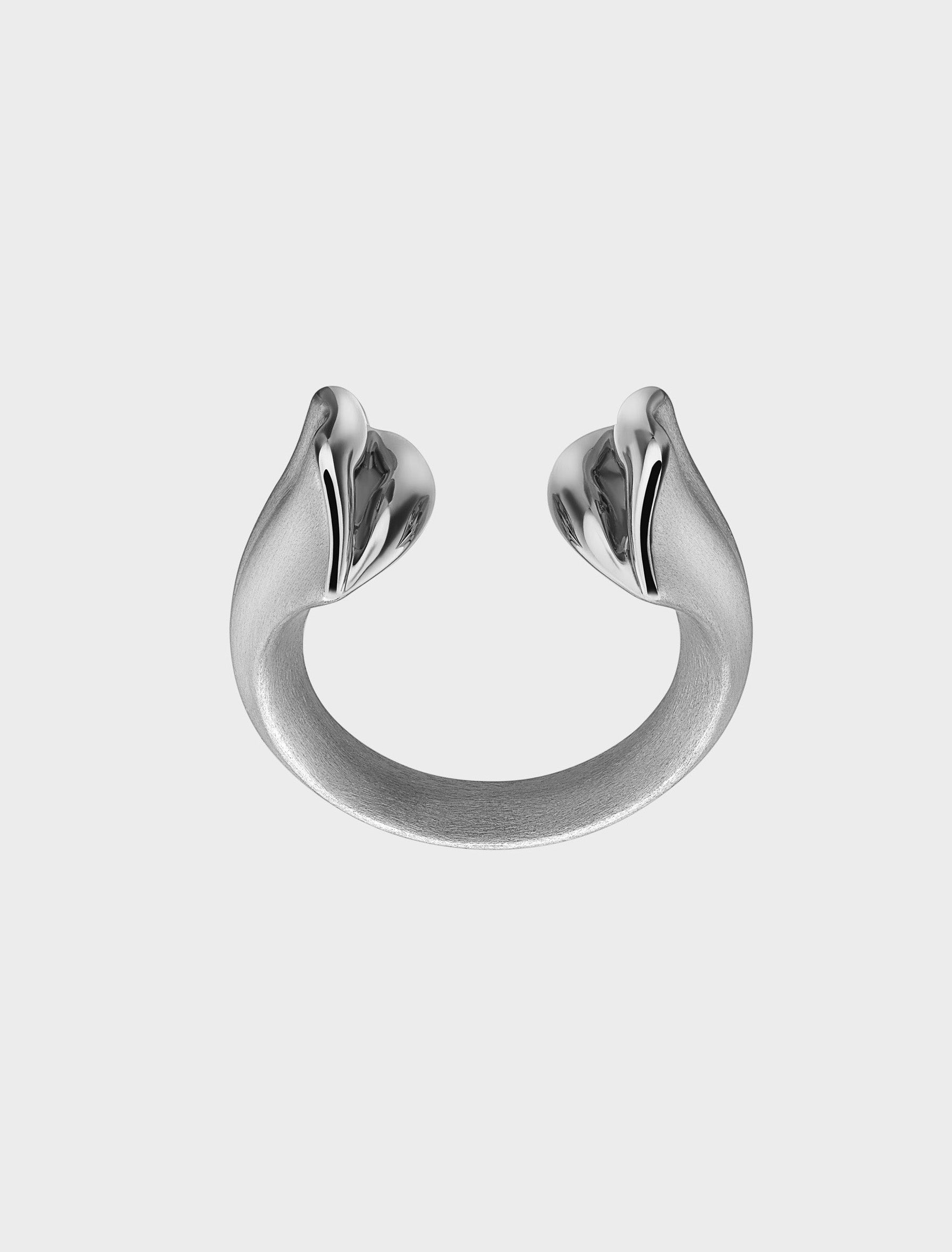 Brushed Silver Kiss Ring