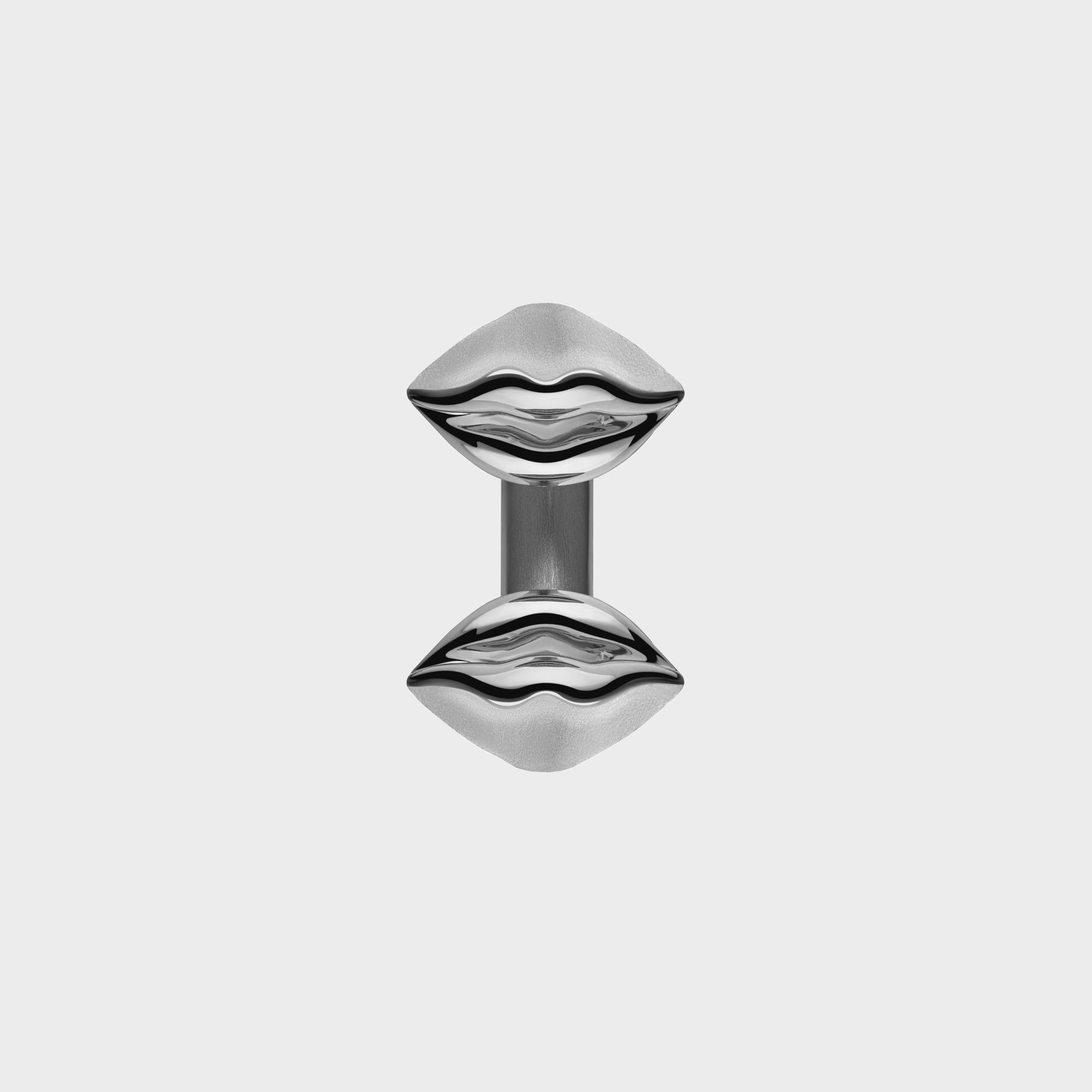 Brushed Silver Kiss Ring