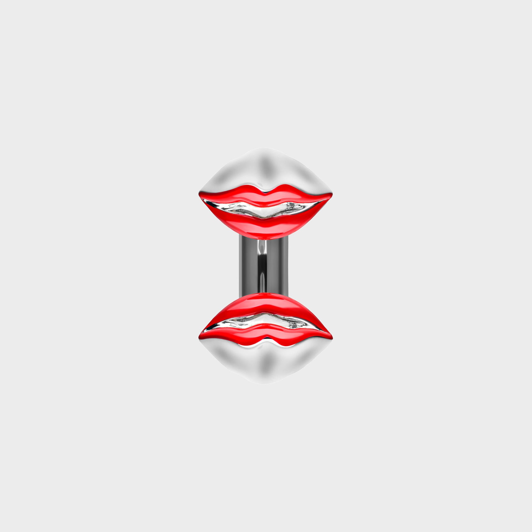 Silver Kiss Ring Opaque Red