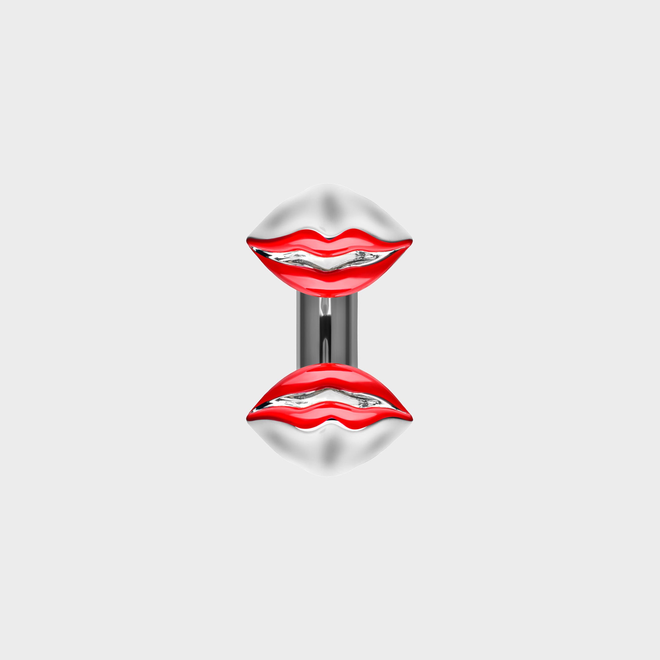 Silver Kiss Ring Opaque Red