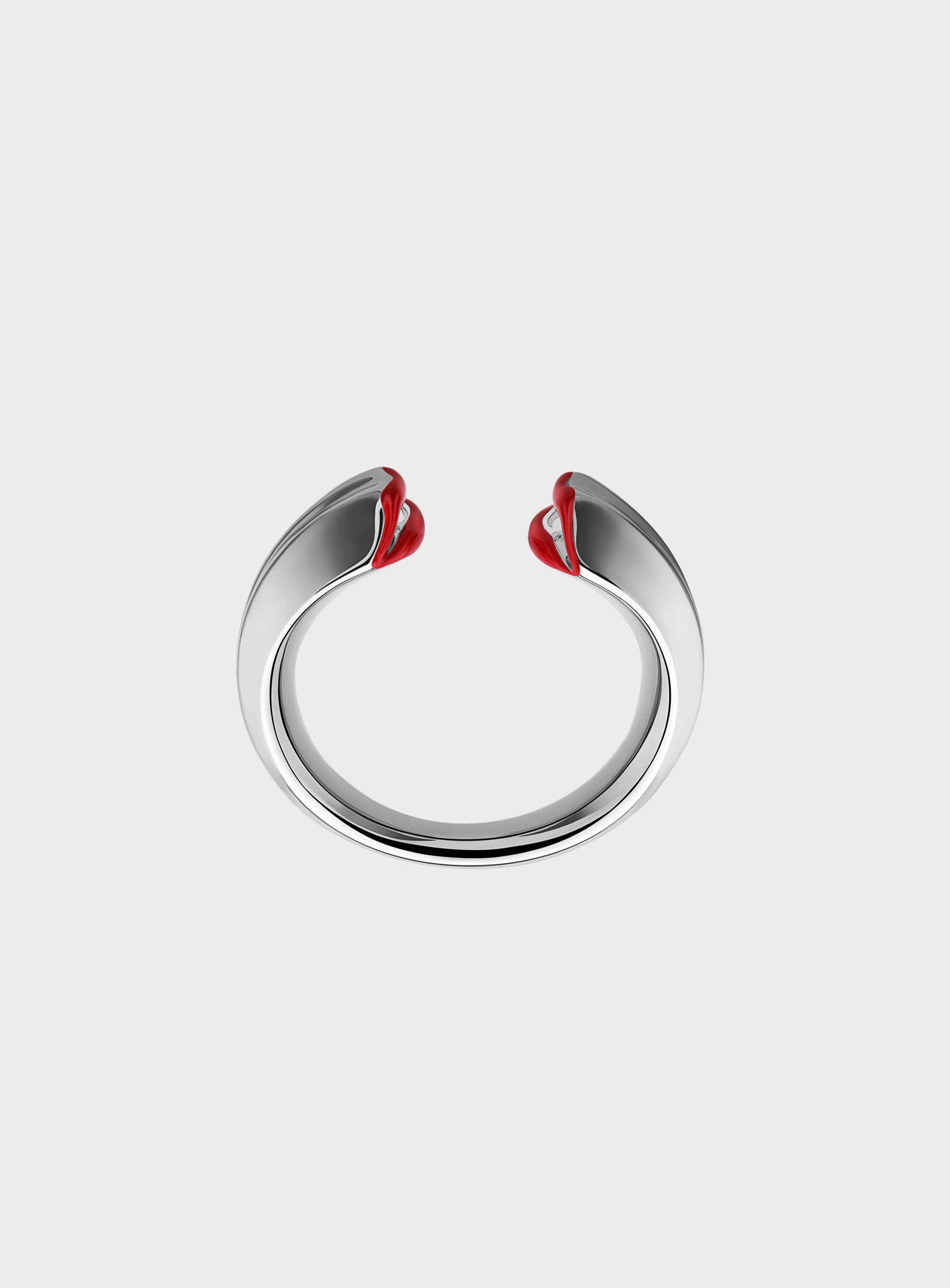 Silver Kiss Small Ring Opaque Red