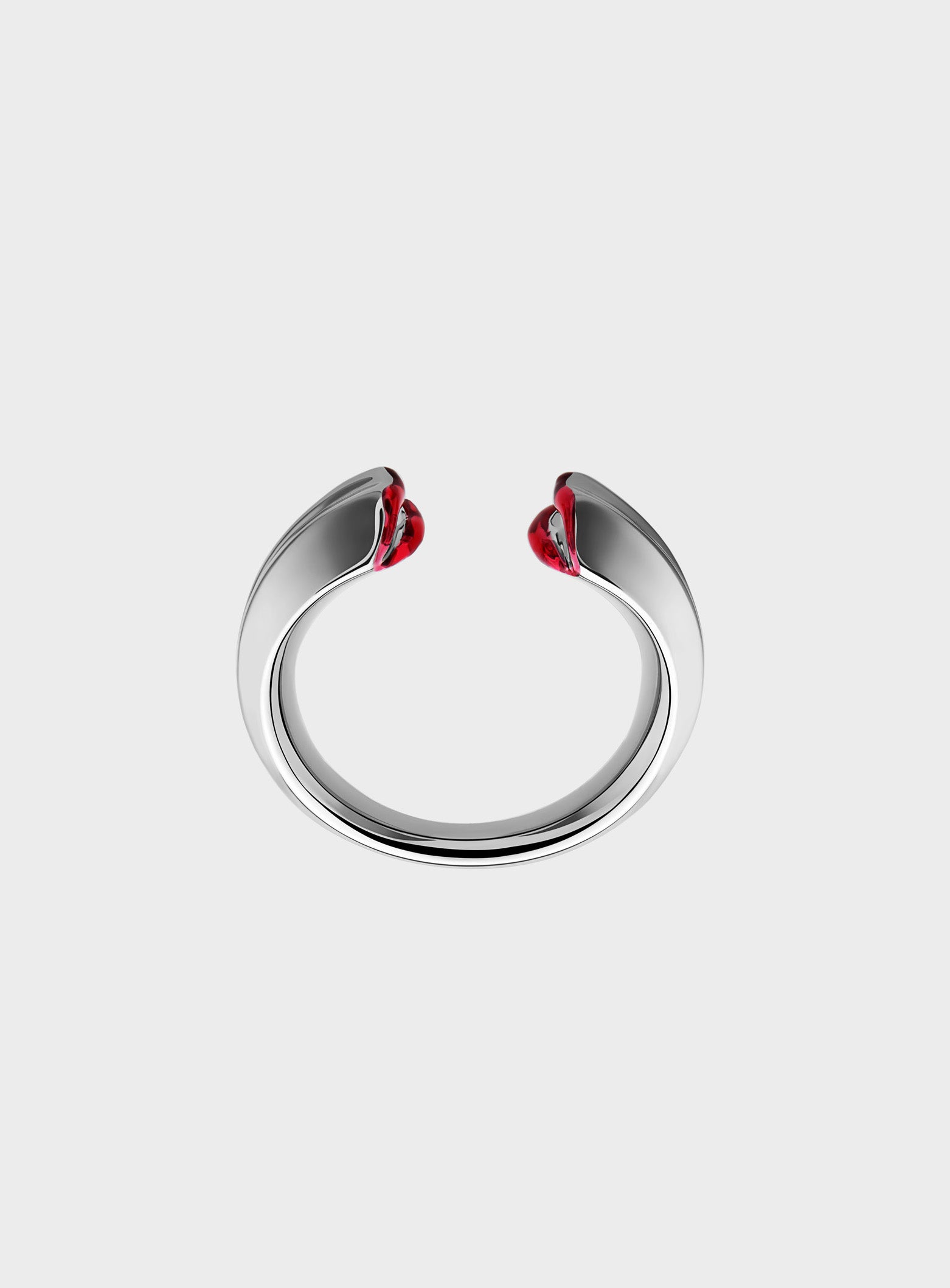 Silver Kiss Small Ring Translucent Red