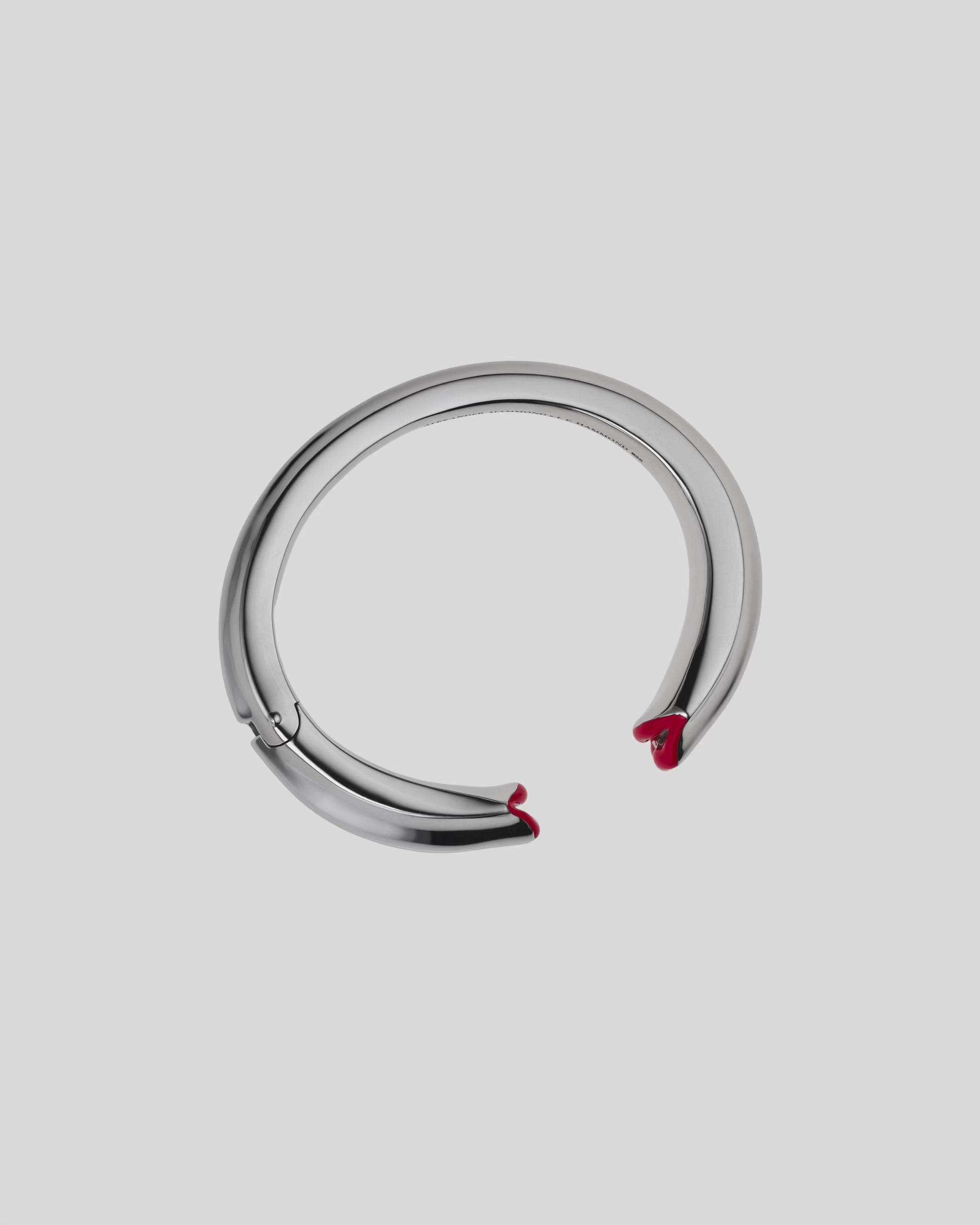 Silver Kiss Bangle Opaque Red Enamel